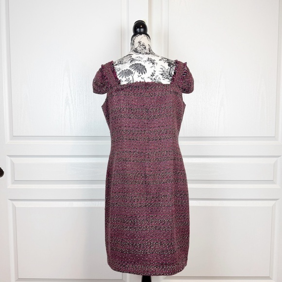 David Meister Purple Tweed Cap Sleeve Dress Size 14 - Picture 3 of 5